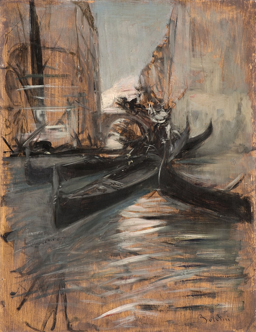 Canal with Gondolas, Venice, Italy by Giovanni Boldini