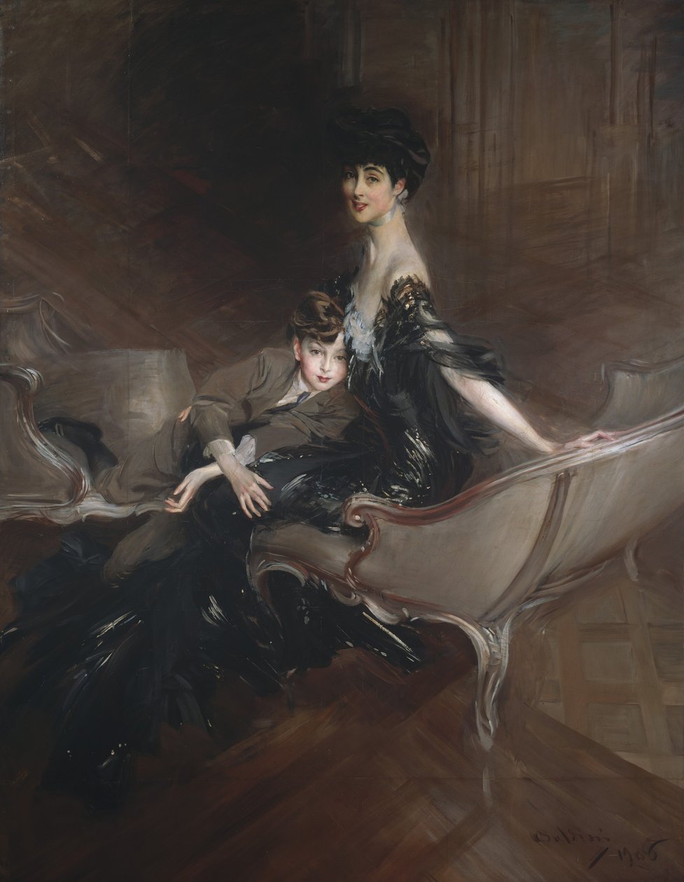 Consuelo Vanderbilt, Duchess of Marlborough, and Her Son, Lord Ivor Spencer-Churchill by Giovanni Boldini