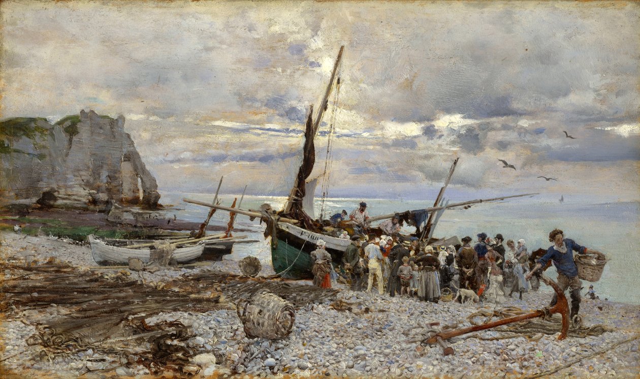 The Return of the Fishing Boats, Etretat, 1879 by Giovanni Boldini