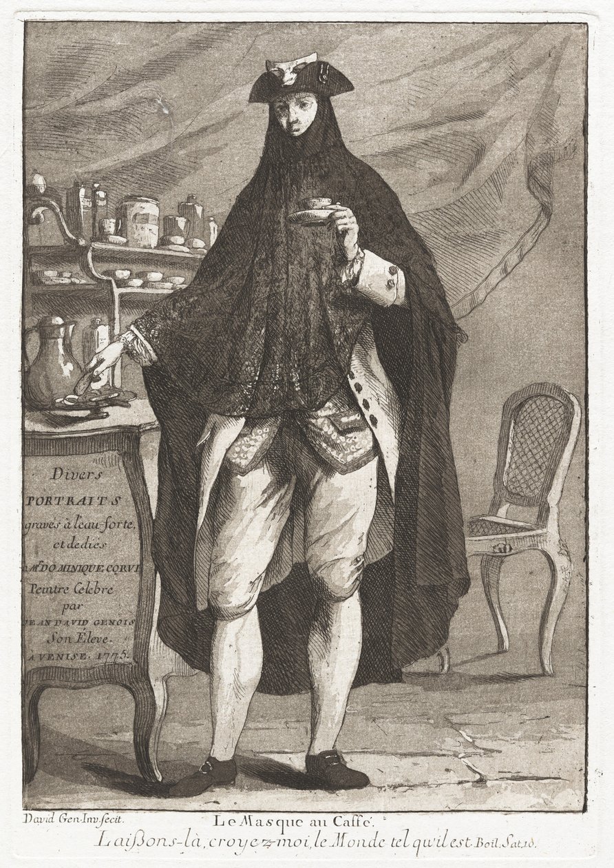 The Masked Man Taking Coffee by Giovanni David