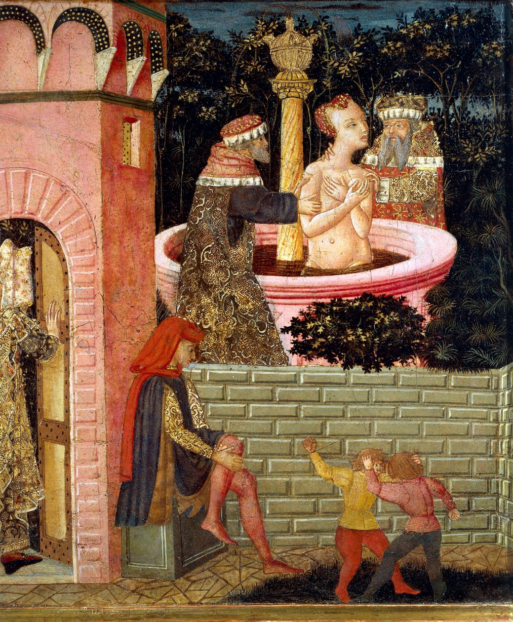 Stories of Susanne, circa 1450, front panel of painted chest (detail) by Giovanni Di Ser Giovanni Lo Scheggia Guidi
