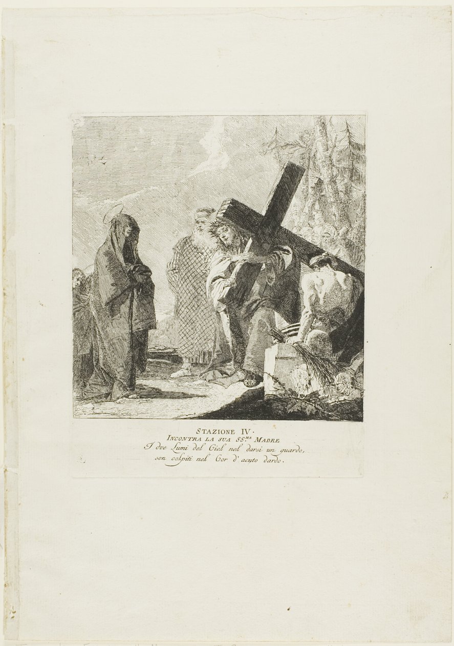 Christ Meets His Mother, plate four from Stations of the Cross by Giovanni Domenico Tiepolo