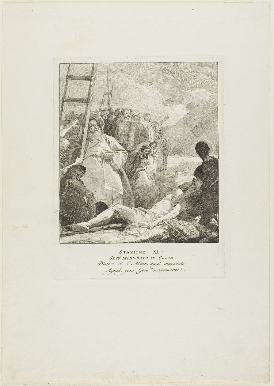 Christ is Nailed to the Cross, plate eleven from Stations of the Cross by Giovanni Domenico Tiepolo