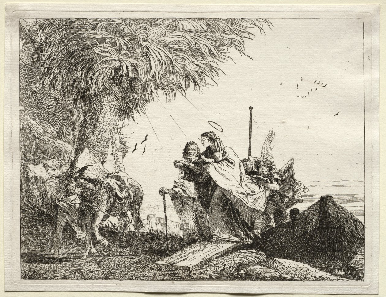 Flight into Egypt: The Holy Family, Disembarking by Giovanni Domenico Tiepolo