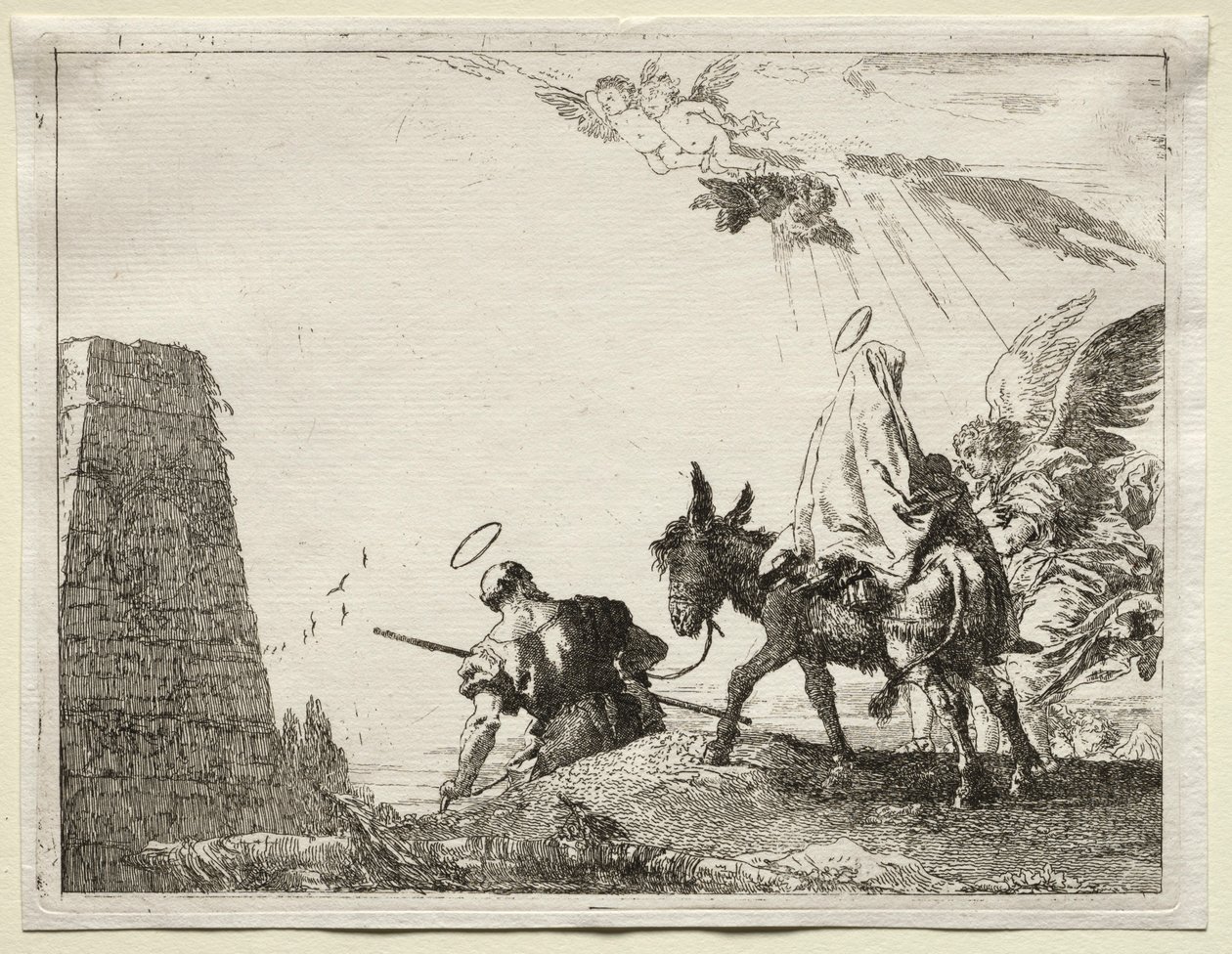Flight into Egypt: The Holy Family Passing Near a Pyramid by Giovanni Domenico Tiepolo