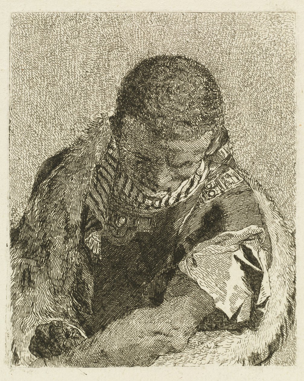 Head of a Moor Bending Forward by Giovanni Domenico Tiepolo