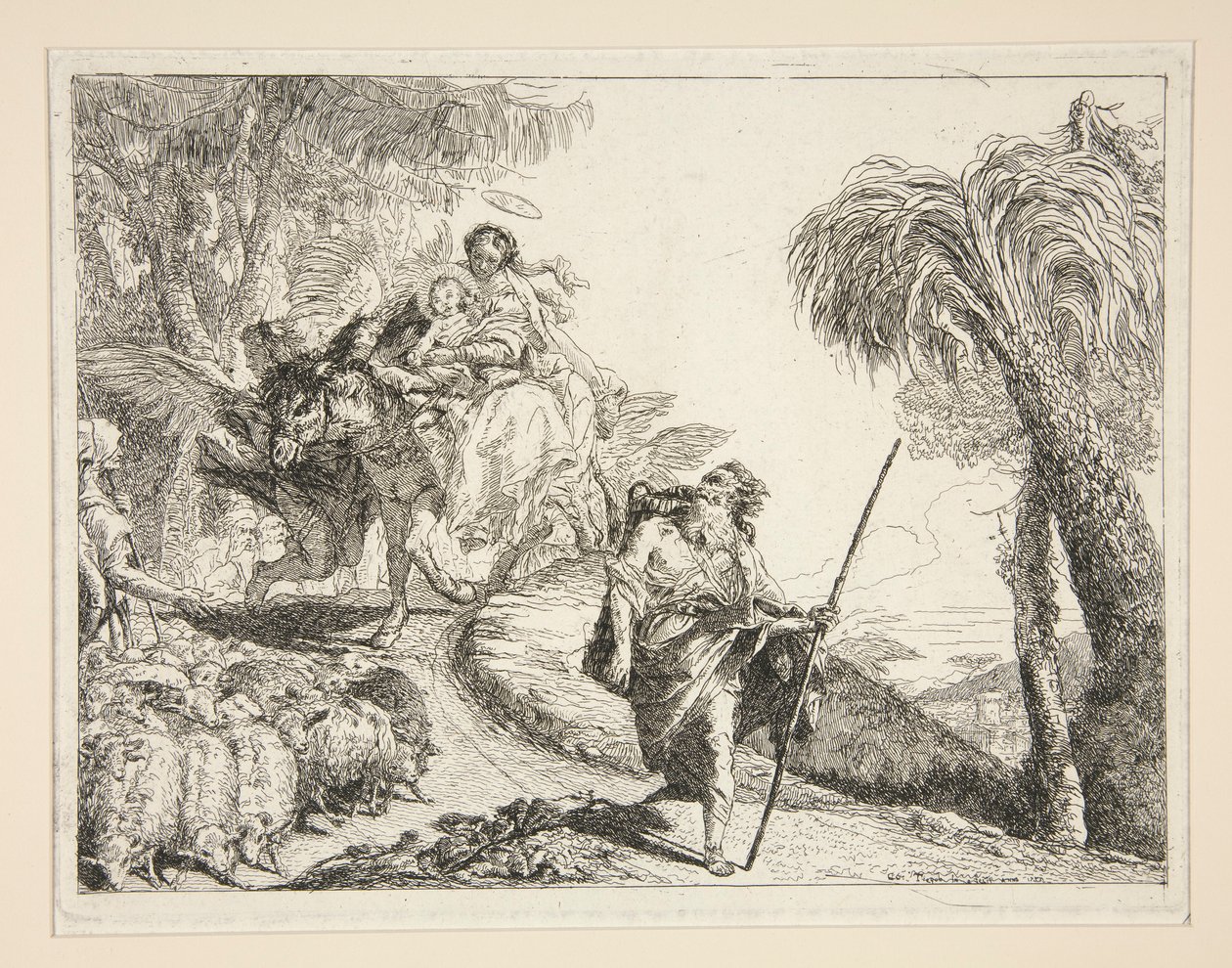 Joseph with the Virgin and Child, from the series Idee pittoresche sopra la fuga in Egitto (Flight into Egypt) by Giovanni Domenico Tiepolo