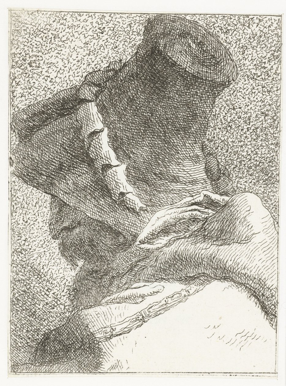 Man with Turned Head and Hat by Giovanni Domenico Tiepolo