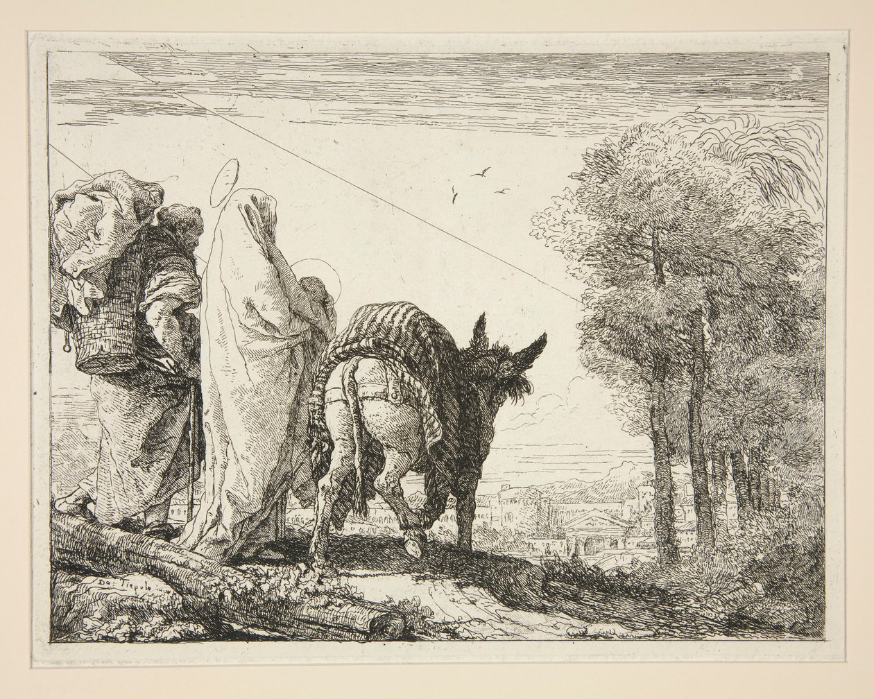 Mary Holding her Child in her Arms, from the series Picturesque Ideas on the Flight into Egypt by Giovanni Domenico Tiepolo
