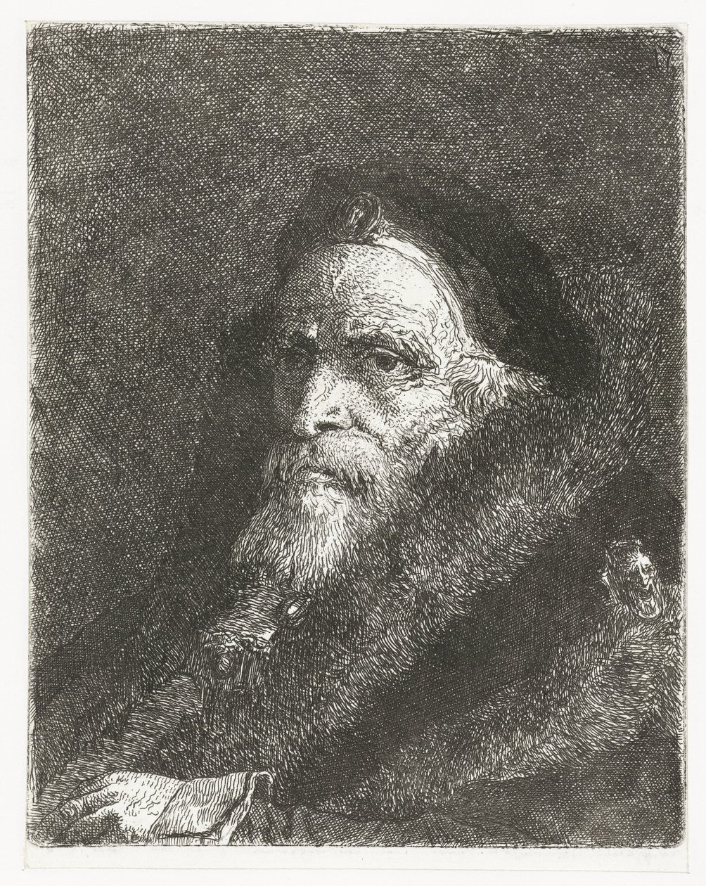 Old Man in Fur Coat Collection of Heads (series title) Raccolta di Teste (series title) by Giovanni Domenico Tiepolo