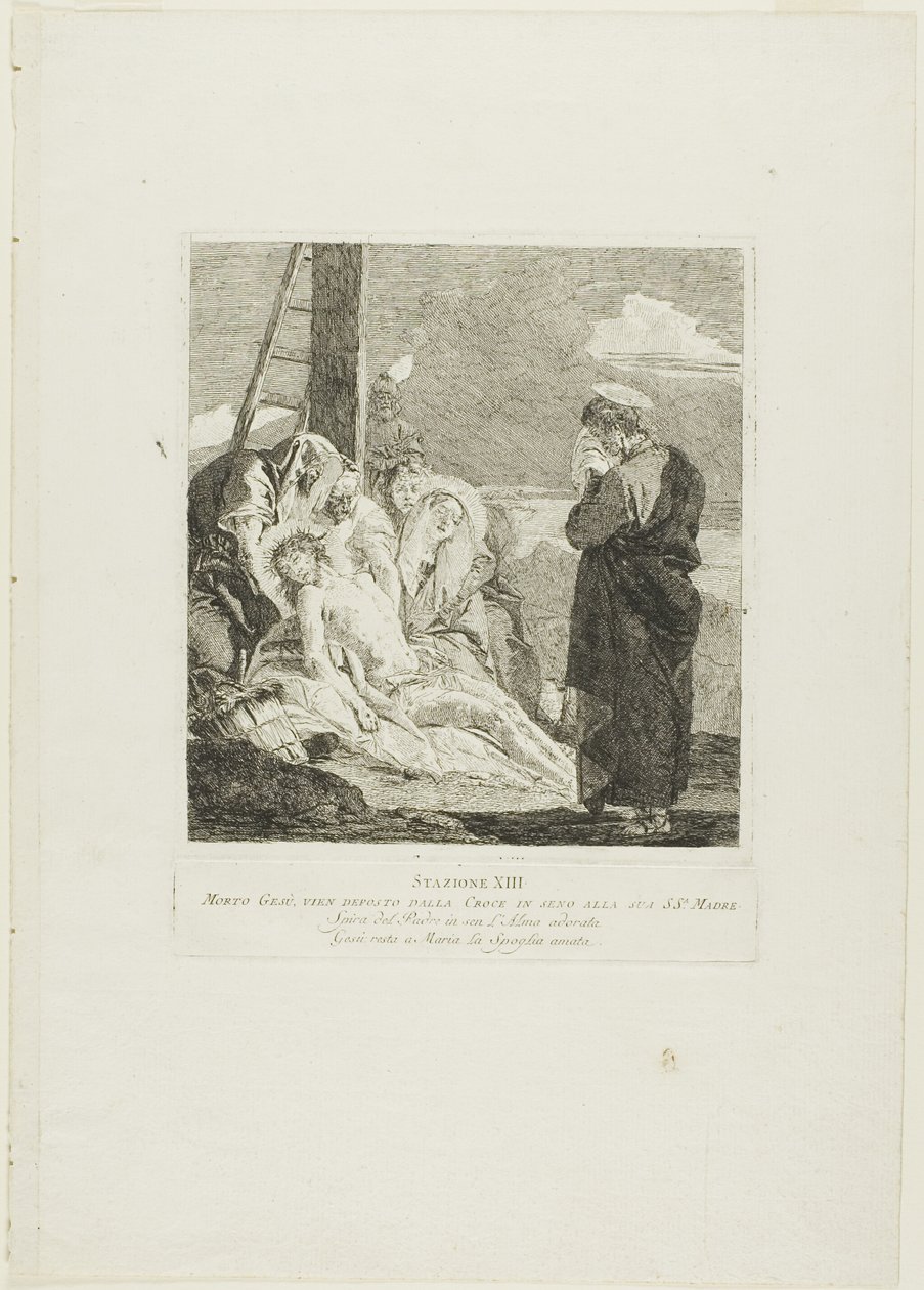 The Deposition, plate thirteen from Stations of the Cross by Giovanni Domenico Tiepolo