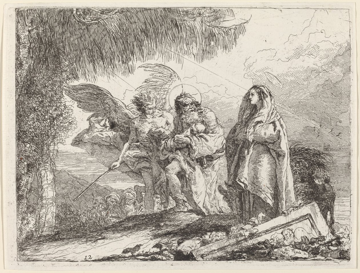 The Flight, Holy Family Walking with Angel by Giovanni Domenico Tiepolo