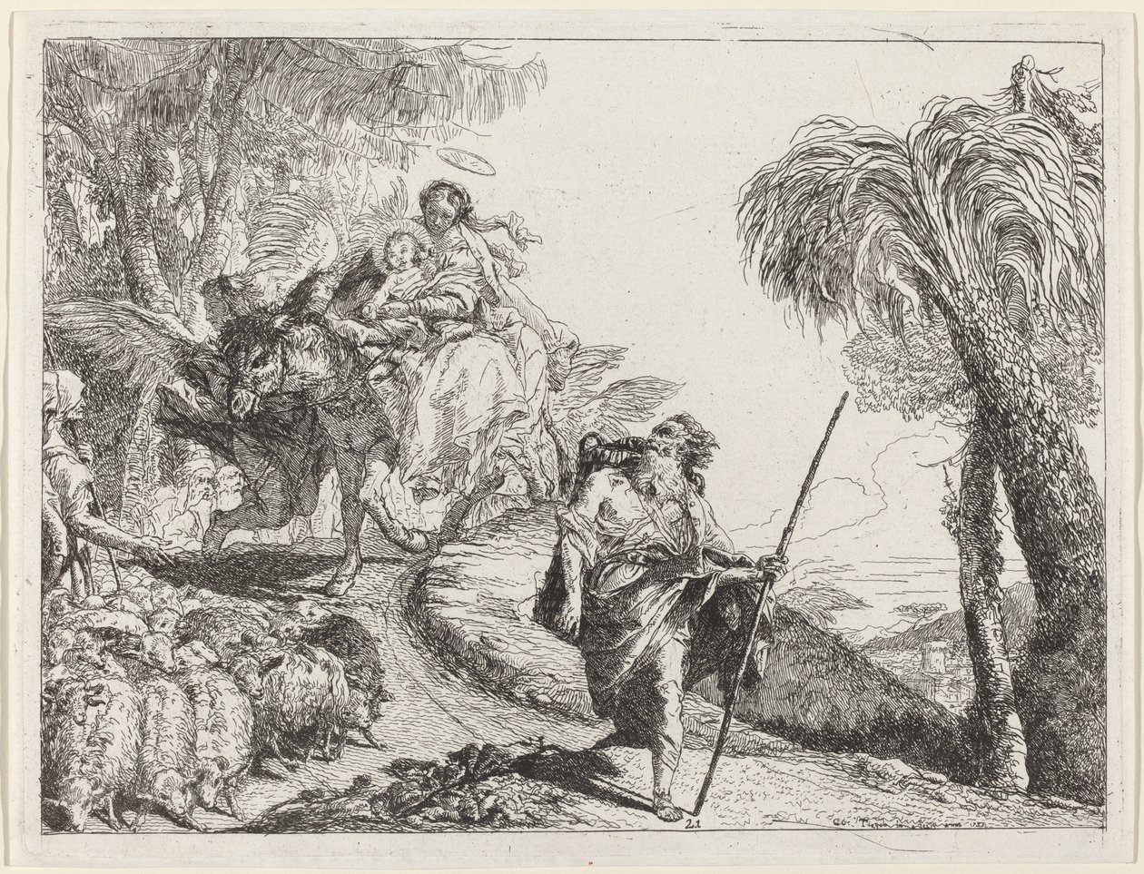 The Flight with Joseph in the Foreground by Giovanni Domenico Tiepolo