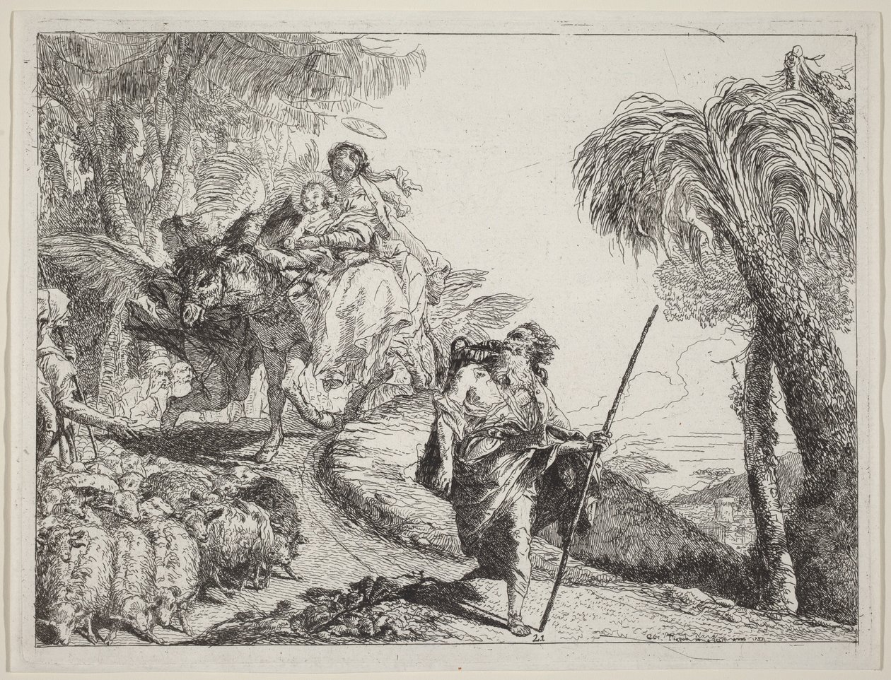 The Flight with Joseph in the Foreground by Giovanni Domenico Tiepolo