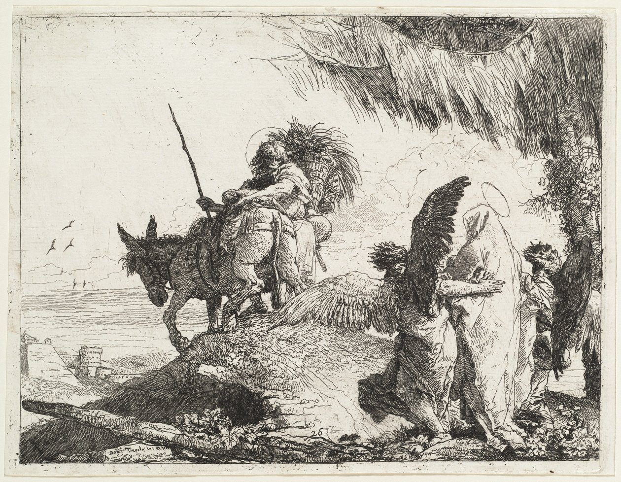 The Flight, with Madonna at Right Supported by Angels by Giovanni Domenico Tiepolo
