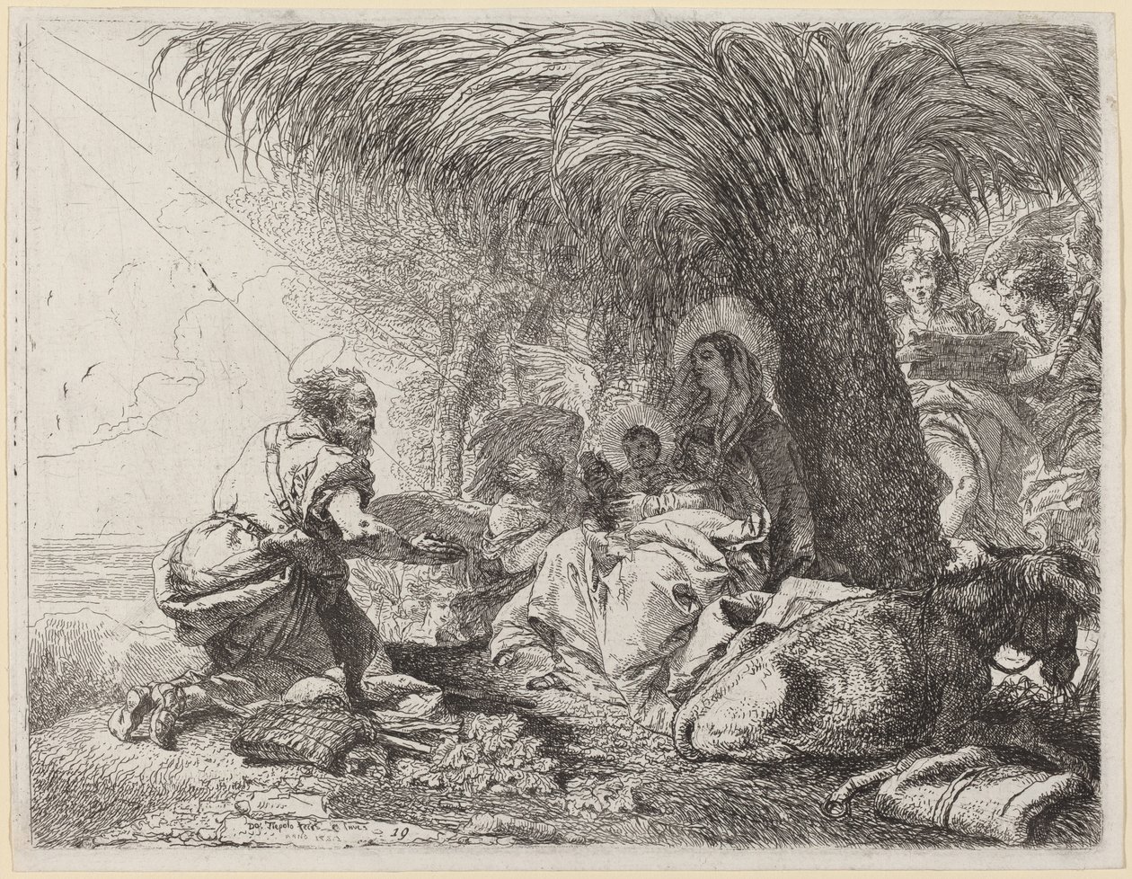 The Rest on the Flight with Joseph in Adoration by Giovanni Domenico Tiepolo