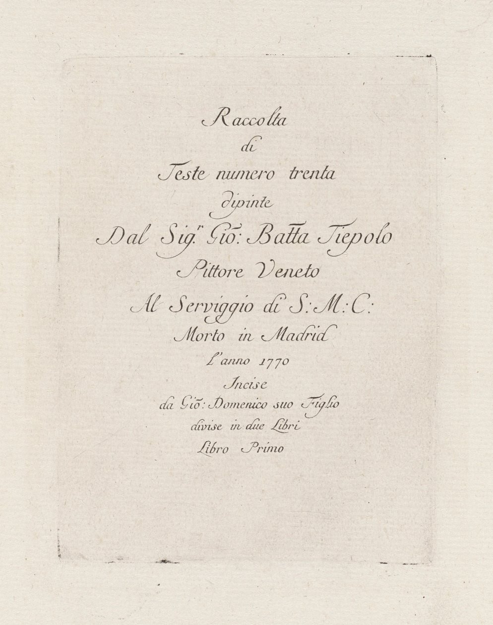 Title Page, from the Collection of Heads by Giovanni Domenico Tiepolo