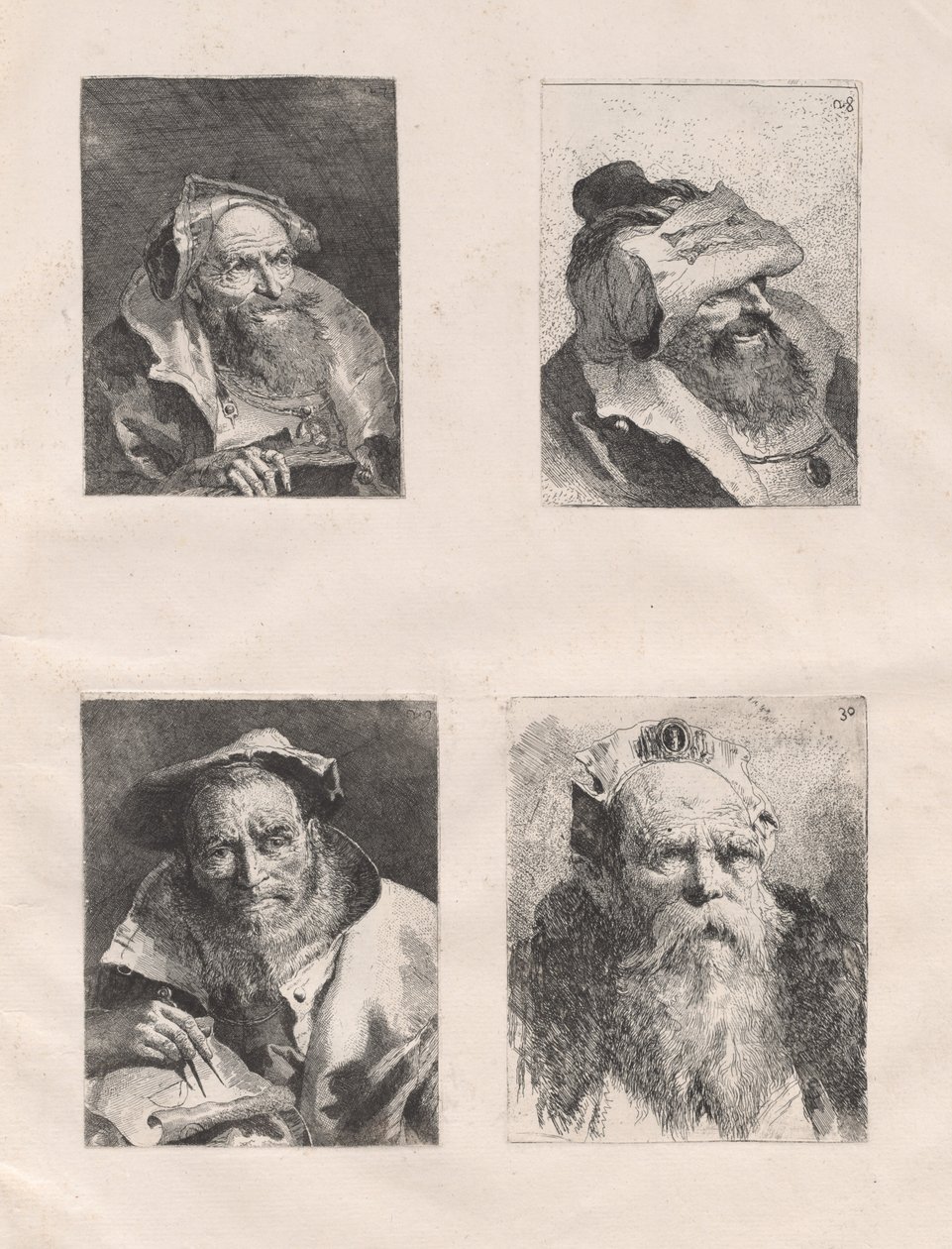 Collection of Heads (Parts I and II) by Giovanni Domenico Tiepolo, after Giovanni Battista Tiepolo