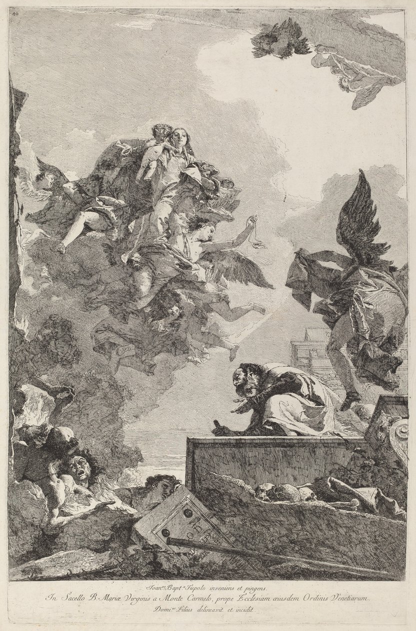 The Madonna del Carmelo Appearing to Saint Simon Stock by Giovanni Domenico Tiepolo after Giovanni Battista Tiepolo