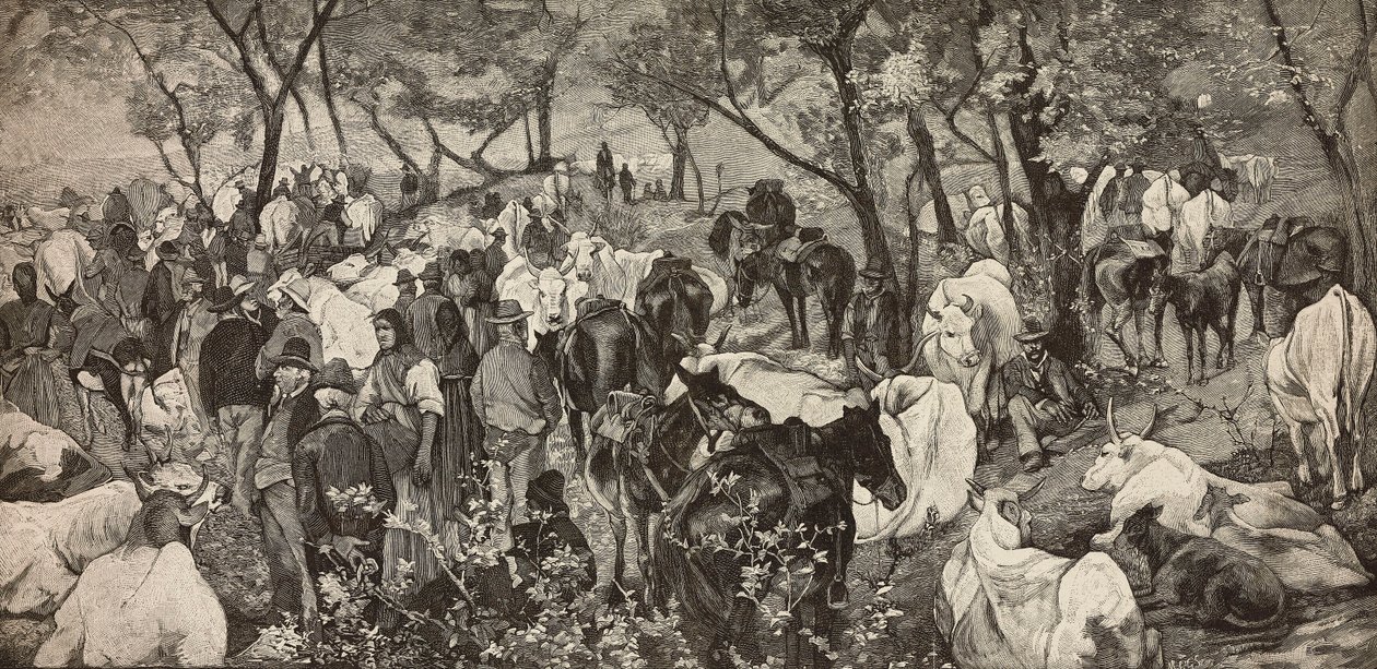 Market in Tuscan Apennines by Giovanni Fattori