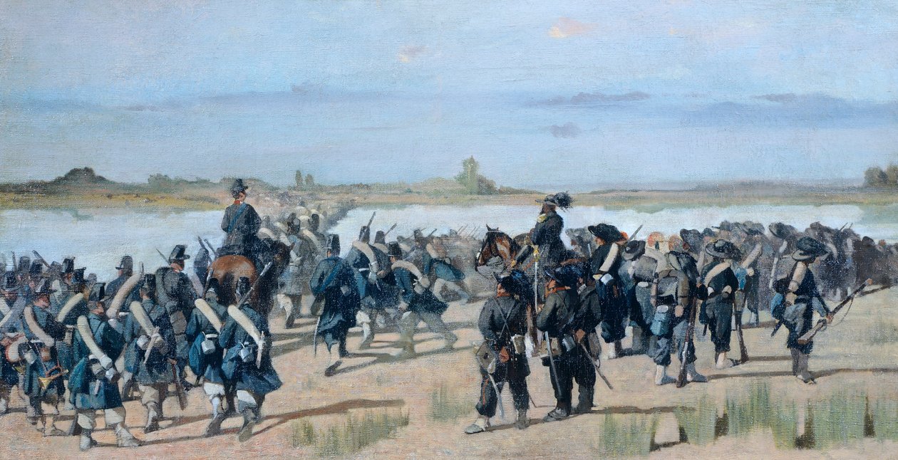Passing Mincio River by Giovanni Fattori