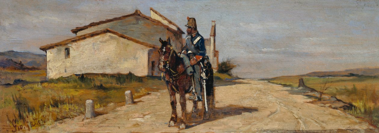 Soldier on Horseback or Carabiniere on Horseback in Patrol by Giovanni Fattori