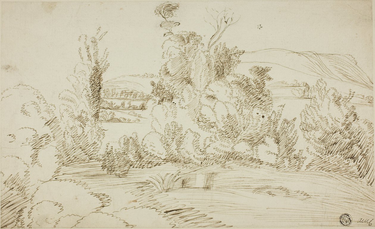 Grove of Trees with Hills in Distance by Giovanni Francesco Grimaldi