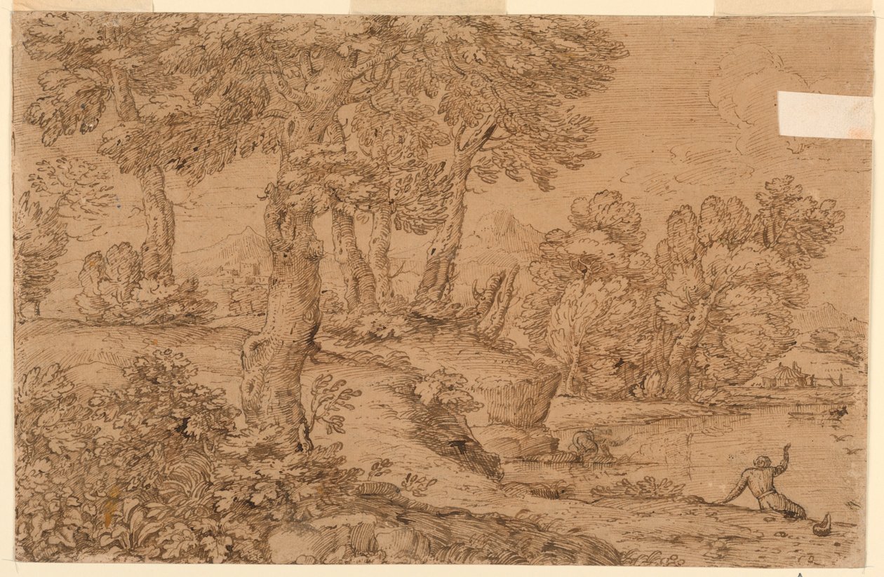 Wooded Landscape with a Pond by Giovanni Francesco Grimaldi