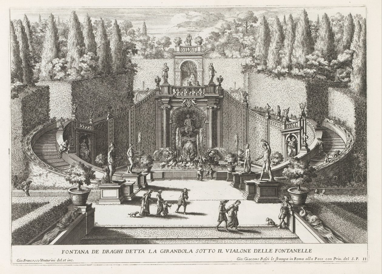 Fountain of Dragons in the Gardens of Villa d