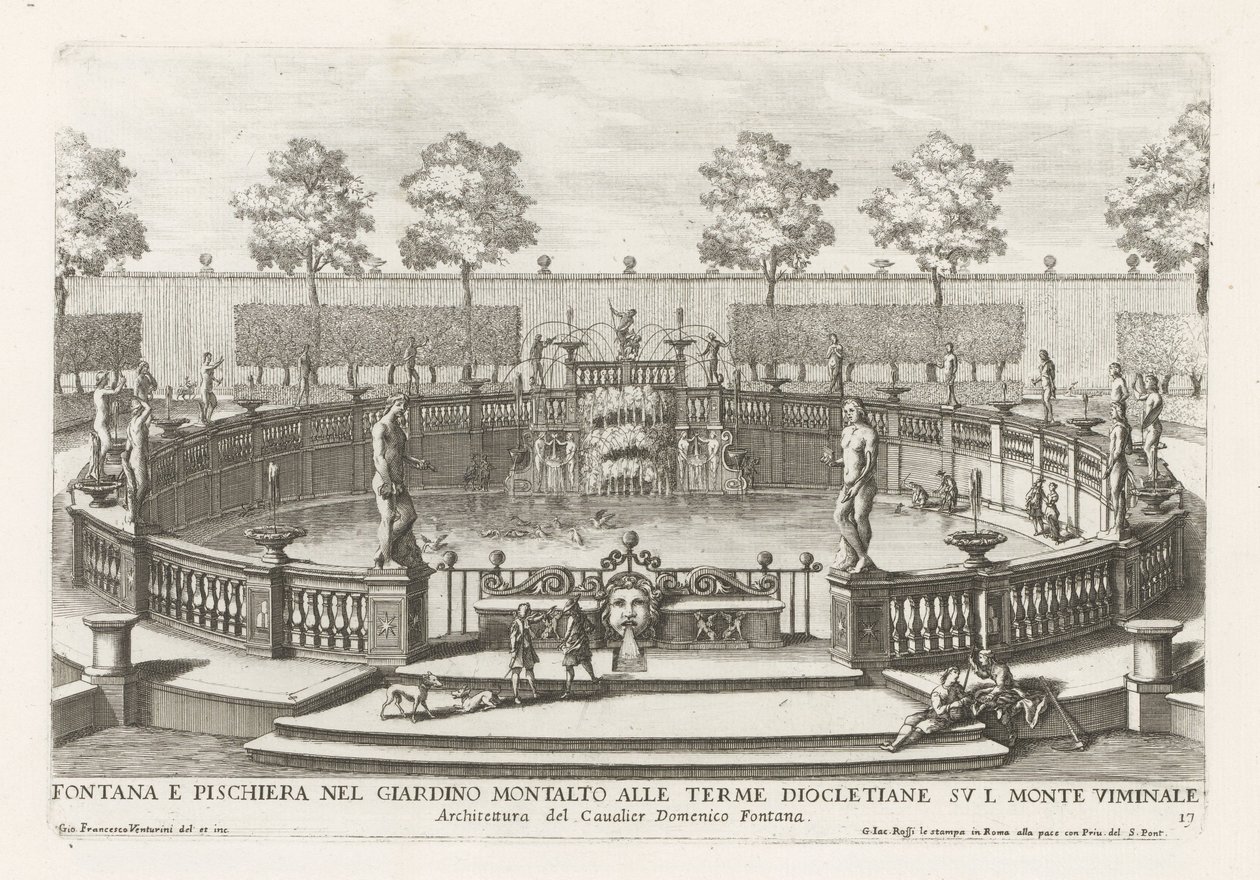 Fountain and Fish Pond in the Gardens of Villa Montalto in Rome (Fountains in the Palaces and Gardens of Rome) by Giovanni Francesco Venturini