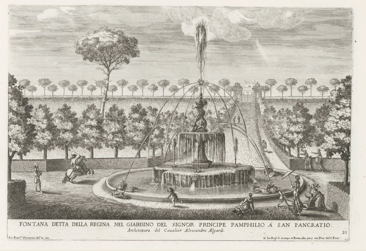 Fountain in the Gardens of Villa Doria Pamphilj in Rome Fountain Called the Queen