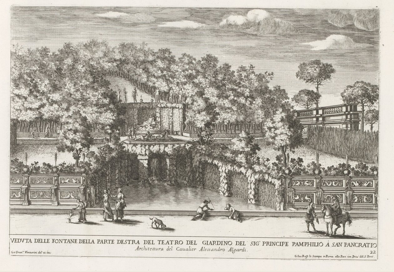 Fountain in the Gardens of Villa Doria Pamphilj in Rome (Fountains in the Palaces and Gardens of Rome) by Giovanni Francesco Venturini