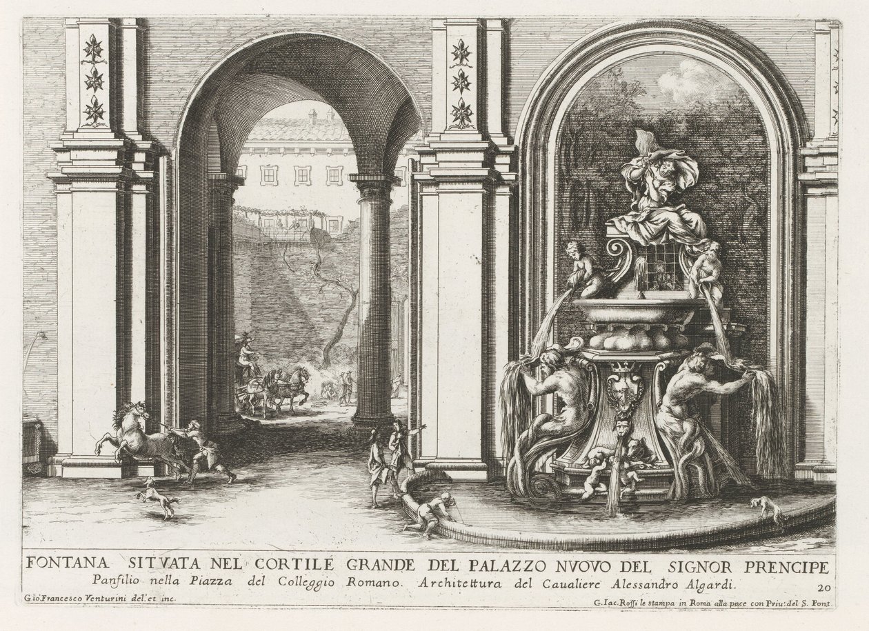 Fountain in the Courtyard of the Palazzo Doria Pamphilj in Rome by Giovanni Francesco Venturini