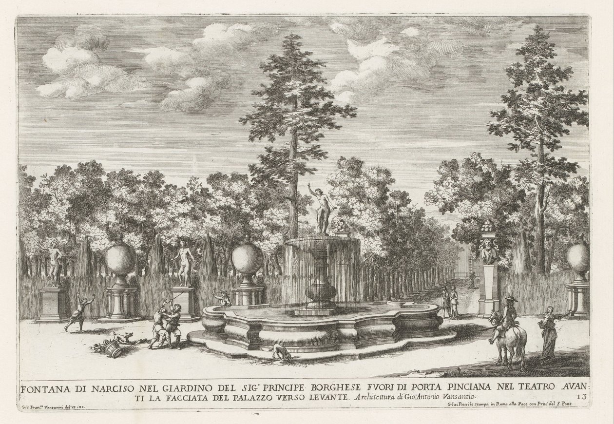 Fountain of Narcissus in the Villa Borghese in Rome by Giovanni Francesco Venturini
