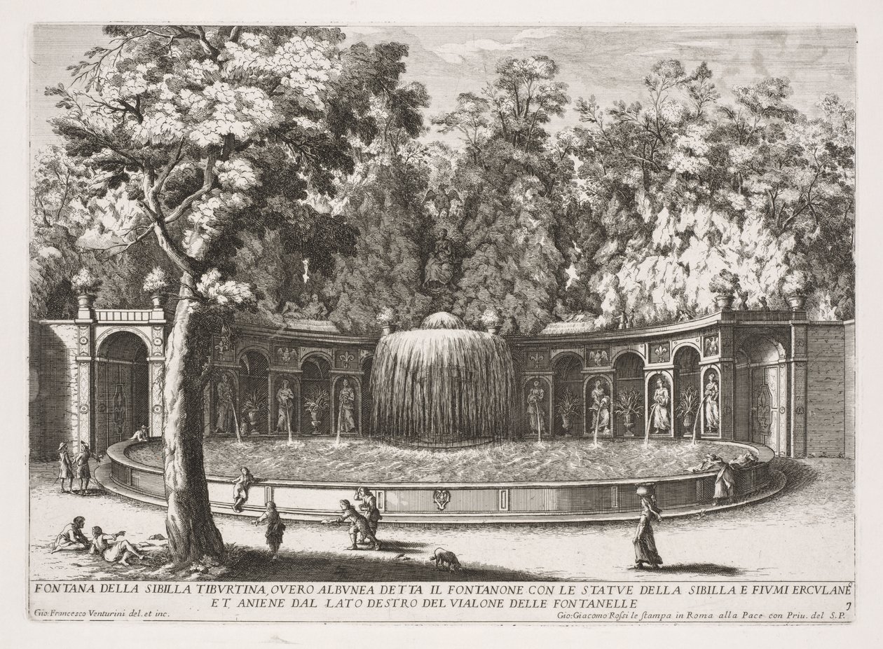 The Fountains of Rome, Book IV, plate 7: Fountain of the Tiburtine Sibyl by Giovanni Francesco Venturini