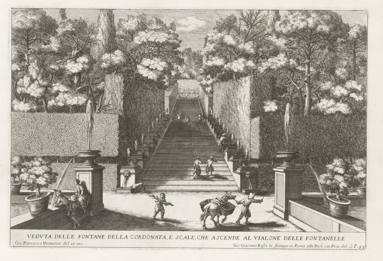 Staircase with Fountains in the Gardens of the Villa d