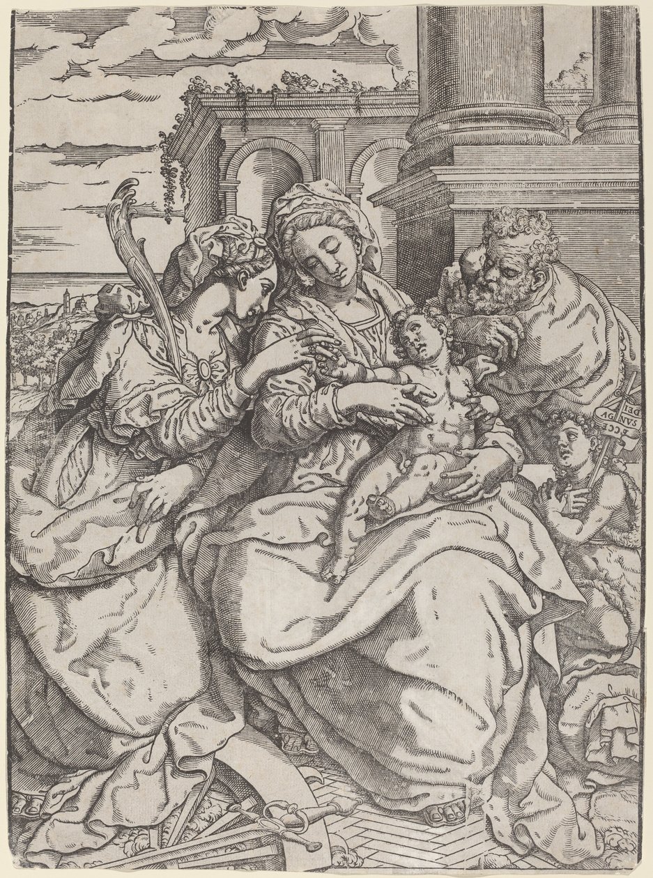 Madonna and Child with Saint Catherine by Giovanni Gallo after Marco Pino