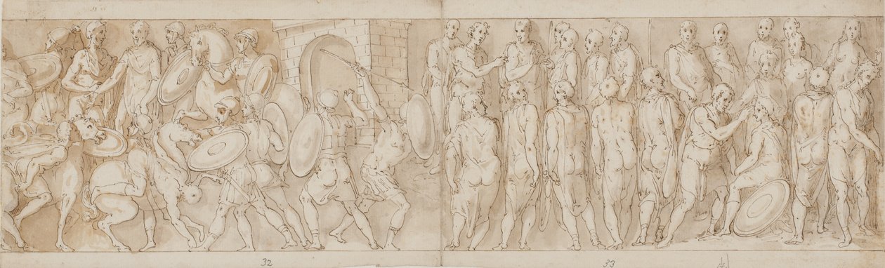 Modern restoration (XL); a German chief surrenders (XLI); a visit to the Roman camp (beginning of XLII) by Giovanni Guerra
