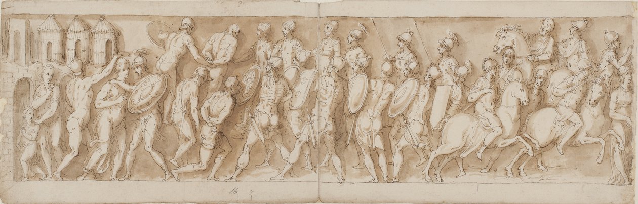 Sarmatian Leaders are Captured by Surprise and Their Houses Set on Fire by the Romans; the Arrival of Legionaries and the Emperor by Giovanni Guerra