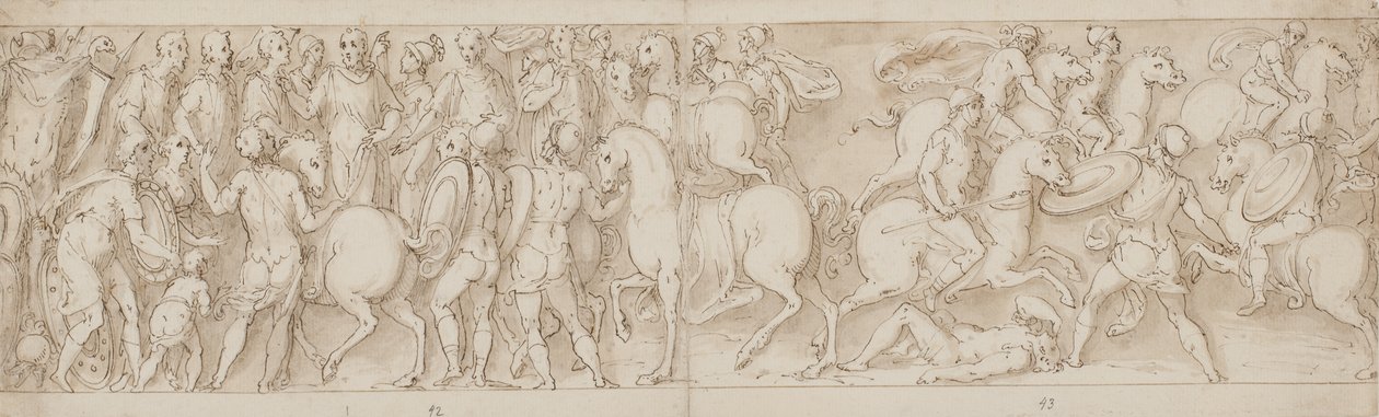 The Sarmatians Subject Themselves to the Emperor; the Romans Attack Barbarians by Giovanni Guerra