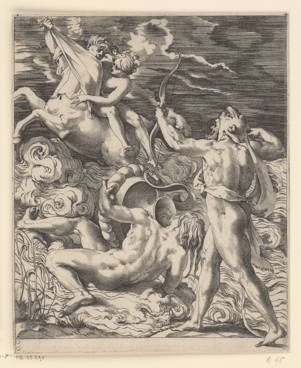 Hercules Kills the Centaur Nessus (Scenes with Hercules) by Giovanni Jacopo Caraglio