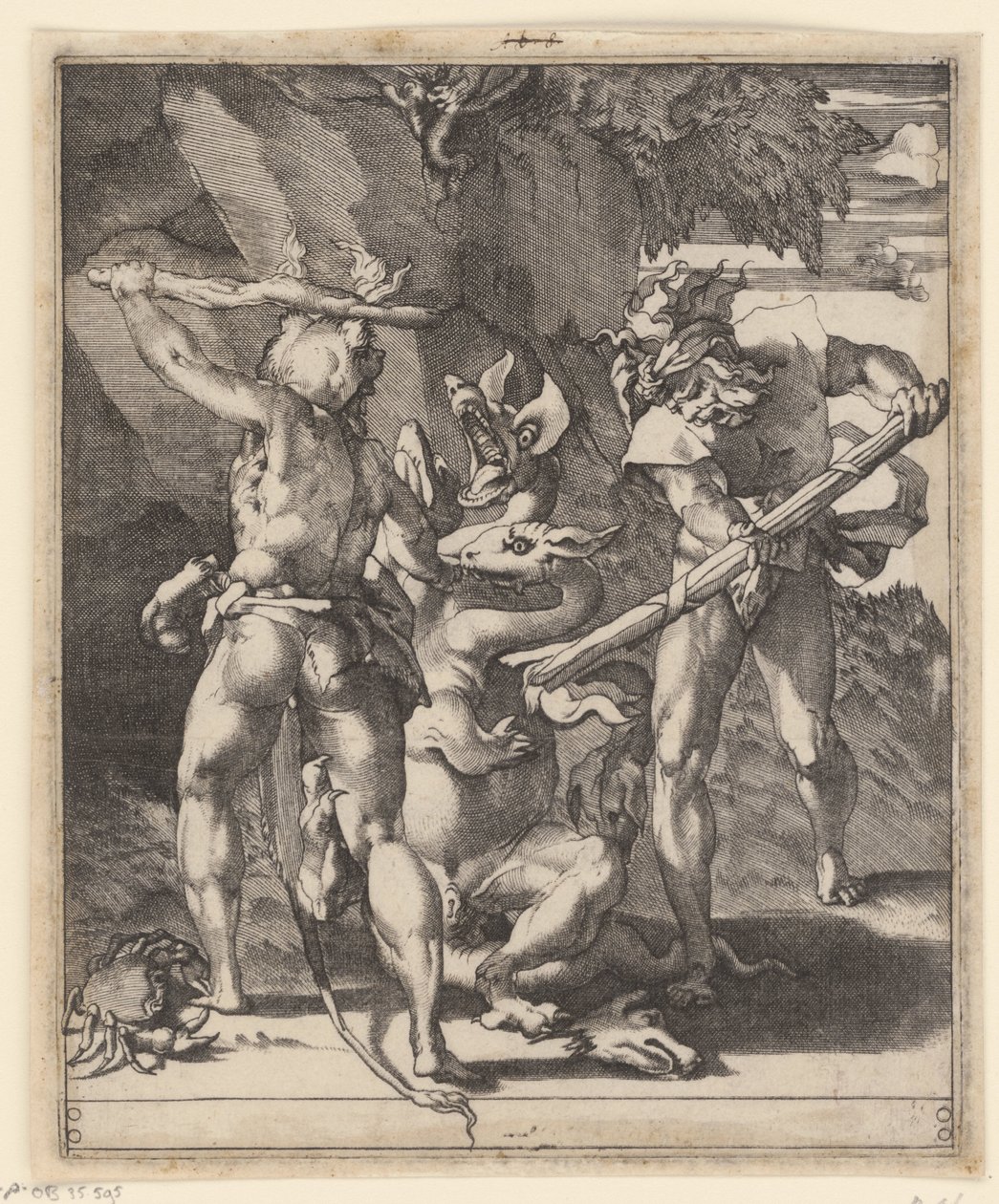 Hercules Fighting the Hydra of Lerna by Giovanni Jacopo Caraglio