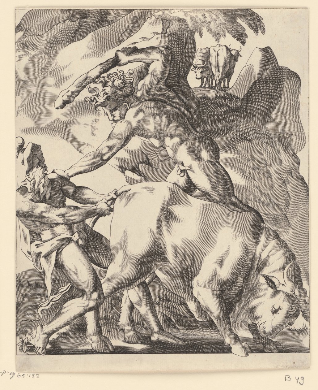 Hercules Fighting Cacus (Scenes with Hercules) by Giovanni Jacopo Caraglio