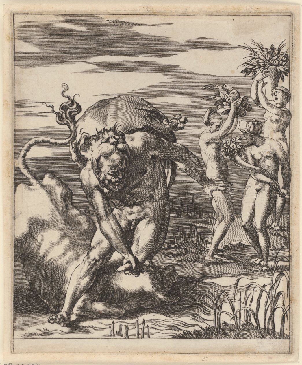 Hercules Wrestling with Achelous by Giovanni Jacopo Caraglio