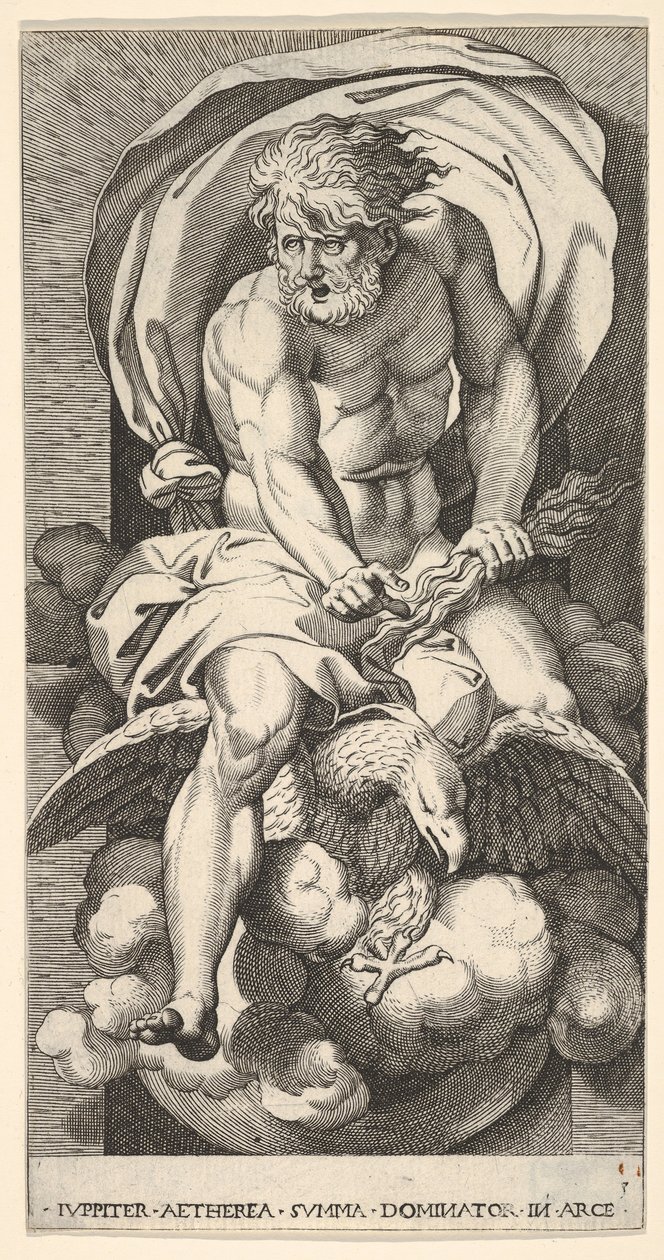 Plate 3: Jupiter Emerging from a Niche, Riding an Eagle and Holding a Thunderbolt by Giovanni Jacopo Caraglio