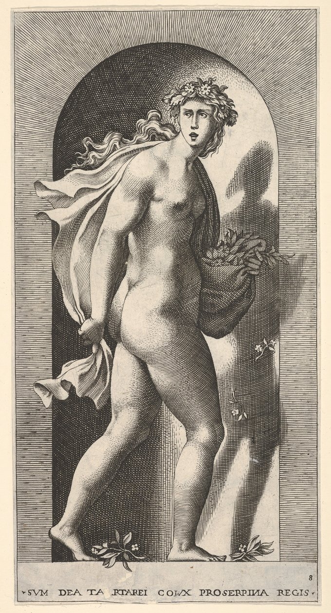 Prosperpina, Standing in a Niche, Turning to the Right While Holding Mantle by Giovanni Jacopo Caraglio