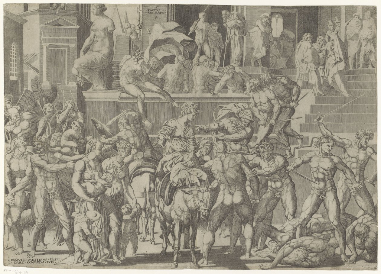 Battle Between the Romans and the Sabines Raptus Sabinaro (title on object) by Giovanni Jacopo Caraglio