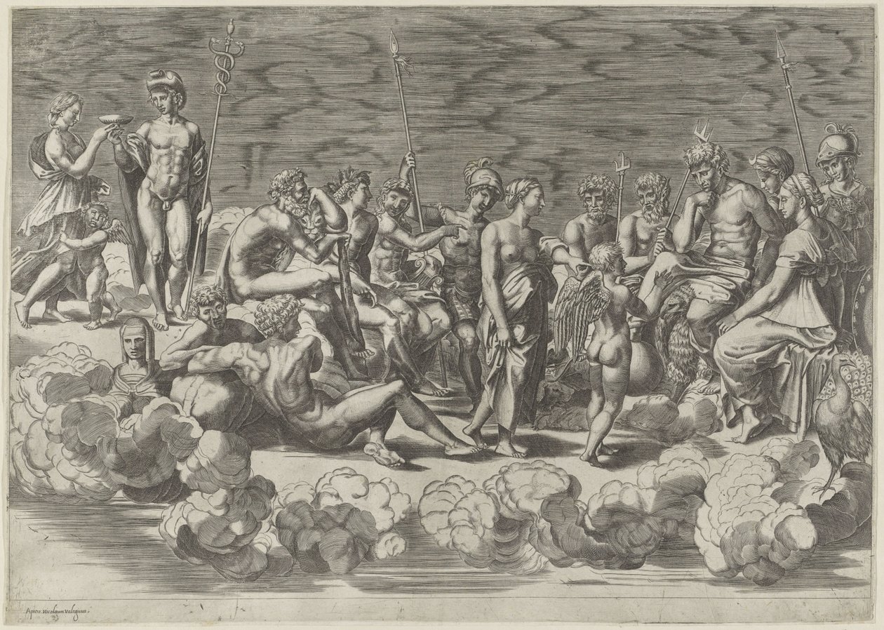 Gathering of the Gods on Olympus by Giovanni Jacopo Caraglio