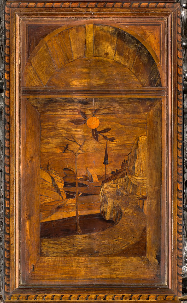 Lignaean Canonical Choir, Inlaid by Giovanni Maria Platina 1484, Superior Stall by Giovanni Maria Platina