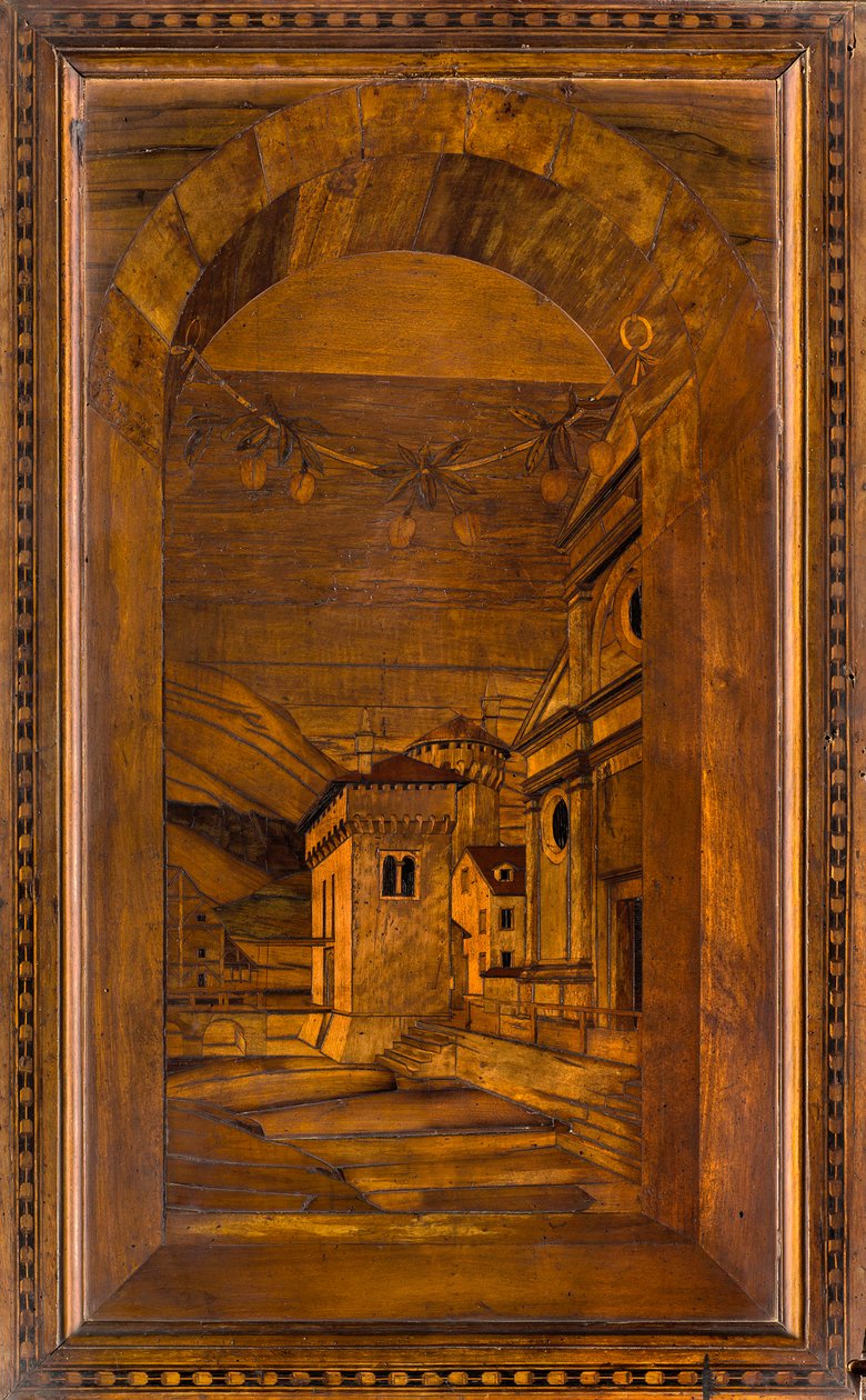 Lignaean Canonical Choir, Inlaid by Giovanni Maria Platina (1484), Upper Stall by Giovanni Maria Platina
